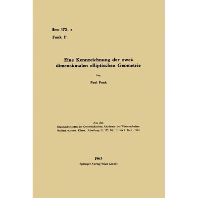 预订 Eine Kennzeichnung der zweidimensionalen elliptischen Geometrie: 9783662238493