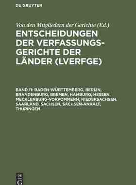 【预订】Baden-Württemberg, Berlin, Brandenburg, Bremen, Hamburg, Hessen, Me 9783899490121