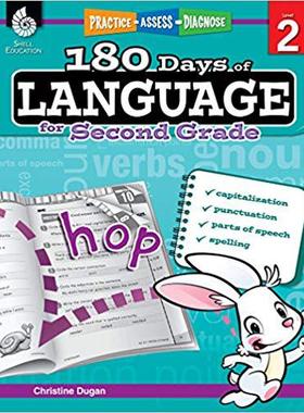 预订 【】180 Days of Language for Second Grade – Build Grammar Skills and Boost Reading Comprehension Skills with this