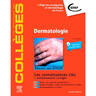 预订 Dermatologie : réussir son DFASM : les connaissances clés + entraînements corrigés, conforme à la R2C 2021 皮