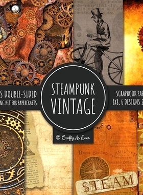 预订 Vintage Steampunk Scrapbook Paper Pad 8x8 Scrapbooking Kit for Papercrafts, Cardmaking, DIY Crafts, Old Retrofuturi