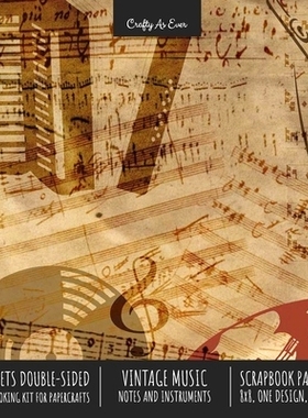 预订 Vintage Music Scrapbook Paper Pad 8x8 Decorative Scrapbooking Kit for Cardmaking Gifts, DIY Crafts, Printmaking, Pa