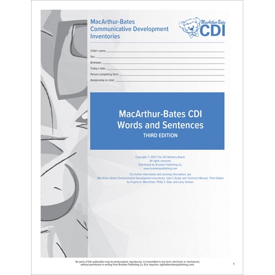 预订 MacArthur-Bates Communicative Development Inventories (CDI) Words and Sentences Forms: 16-30 Months 麦克阿瑟-贝茨交