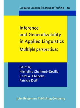 预订 Inference and Generalizability in Applied Linguistics. Multiple Perspectives (Language Learning & Language Teaching