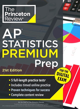 现货 普林斯顿AP统计学 第21版 备考指南 英文原版 Princeton Review AP Statistics Premium Prep, 21st Edition