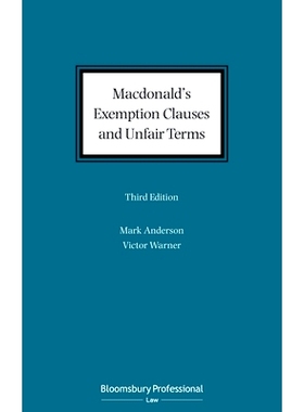 预订 Macdonald’s Exemption Clauses and Unfair Terms 麦当劳豁免条款和不公平条款: 9781526503718