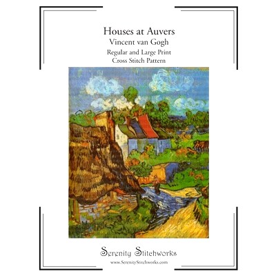 预订 Houses at Auvers Cross Stitch Pattern - Vincent van Gogh: Regular and Large Print Chart: 9798332250910