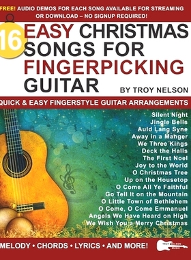 预订 16 Easy Christmas Songs for Fingerpicking Guitar: Quick & Easy Fingerstyle Guitar Arrangements: 9798686570580