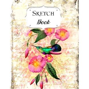 预订 Artists Doodling Notebook Sketchbook for Flo Pink Floral Bird Scetchpad Drawing Creative Pad Book Sketch