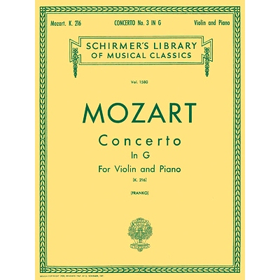 预订 Concerto No. 3 in G, K.216: Schirmer Library of Classics Volume 158 Score and Parts: 9780793525881