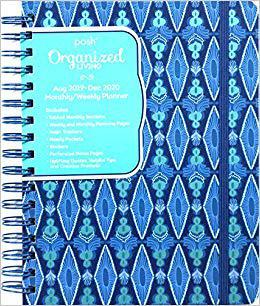 【预售】Posh: Organized Living 17-Month 2019-2020 Monthly/Weekly Planner Calendar: Blue Lagoon
