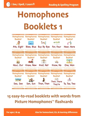 预订 HOMOPHONES BOOKLETS 1 - Fun & Easy-to-Read 15 Booklets with words from Picture Homophones(TM) flashcards SET 1: For