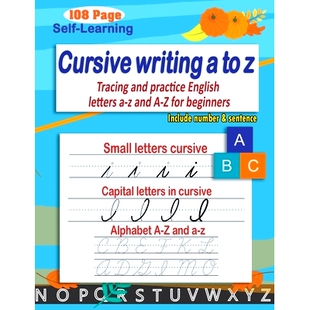 现货 Cursive writing a to z: cursive handwriting workbook - cursive alphabet - Tracing and practice English letters a-z