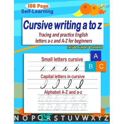 现货 Cursive writing a to z: cursive handwriting workbook - cursive alphabet - Tracing and practice English letters a-z