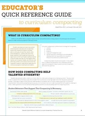 预订 Educator’s Quick Reference Guide to Curriculum Compacting 课程压缩教育工作者快速参考指南: 9781618217882