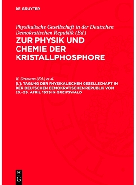预订 Tagung der Physikalischen Gesellschaft in der Deutschen Demokratischen Republik vom 26.–29. April 1959 in Greifswa