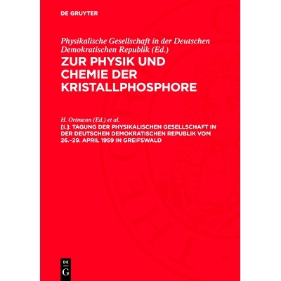 预订 Tagung der Physikalischen Gesellschaft in der Deutschen Demokratischen Republik vom 26.–29. April 1959 in Greifswa
