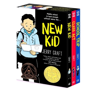 英文原版 Class 我在私立学校 New 纽伯瑞奖 3册套装 Act Set Kid School Book 图像小说 Box 第一年 现货 Trip