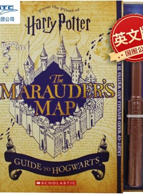 哈利波特：霍格沃茨活点地图指南 英文原版 附发光魔杖 HarryPotter 电影周边 Marauder's Map Guide to Hogwarts