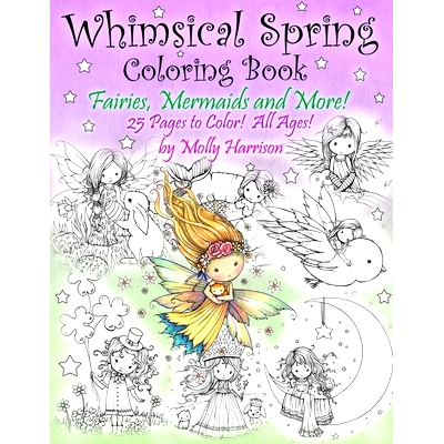 预订 Whimsical Spring Coloring Book - Fairies, Mermaids, and More! All Ages: Sweet Springtime Fantasy Scenes: 9781542908
