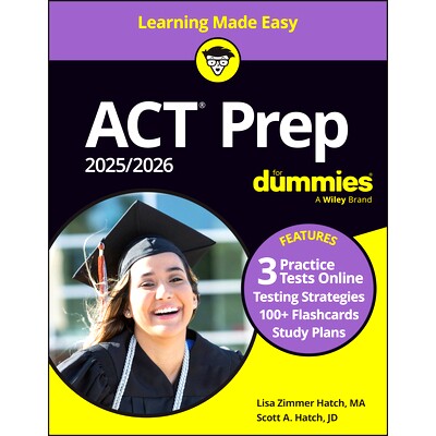 预订 ACT Prep 2025/2026 for Dummies: Book + 3 Practice Tests + 100+ Flashcards Online 美国大学入学考试准备达人迷 2025/20