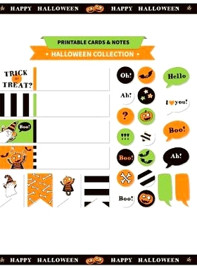 预订 Printable cards and notes: Halloween Collection Printable and: Printable notes & Bookmarks: 9781976498145
