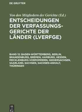 【预订】Baden-Württemberg, Berlin, Brandenburg, Bremen, Hamburg, Hessen, Me 9783899490220