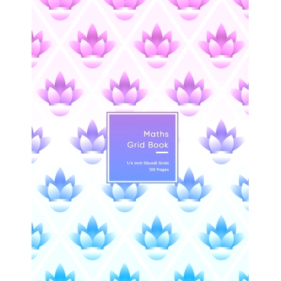 预订 Maths Grid Book: 4 squares per inch Quad size graph paper grid book for students or Mathematician Pink and purple f