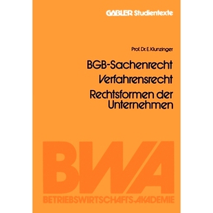 Verfahrensrecht Sachenrecht Rechtsformen der 9783322960863 预订 Unternehmen BGB