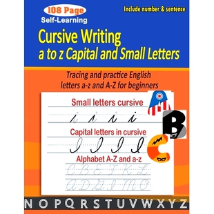 capital Tracing Cursive and practice workbook small English cursive handwriting writing 预订 lette letters