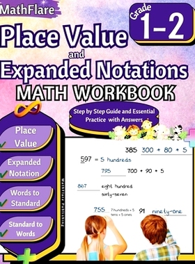 预订 Place Value and Expanded Notations Math Workbook 1st and 2nd Grade: Place Value Grade 1-2, Expanded and Standard No