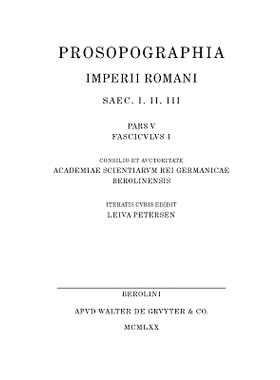 预订 Prosopogr Imp Rom Ed.Altera Pars 5 F 1 (L): 9783110012972