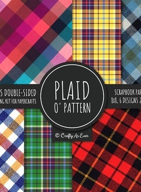 预订 Plaid O’ Pattern Scrapbook Paper Pad 8x8 Scrapbooking Kit for Papercrafts, Cardmaking, DIY Crafts, Tartan Gingham