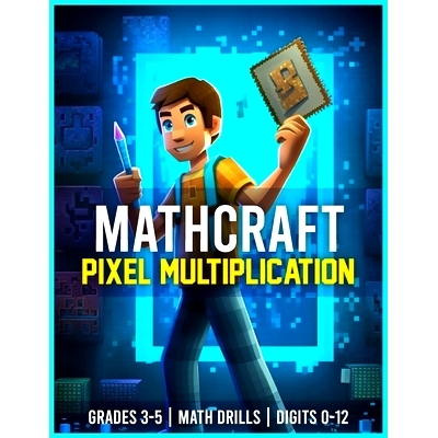 预订 Mathcraft - Pixel Multiplication - Grades 3-5, Math Drills, Digits 0-12: 9798397273145