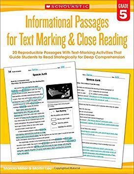 【预订】Informational Passages for Text Marking & Close Reading: Grade 5: 20 Reproducible Passages with Text-Marki...