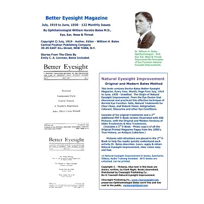预订 Better Eyesight Magazine - July, 1919 to June, 1930 -132 Monthly Issues by Ophthalmologist William Horatio Bates M.
