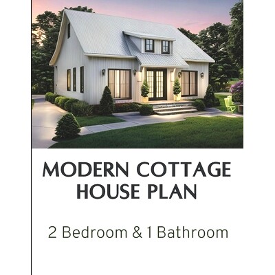 预订 Modern Cottage House Plan: 2 Bedroom & 1 Bathroom: Complete Constructions Drawings: 9798863119588