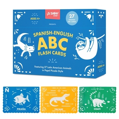 预订 Spanish-English ABC Flash Cards: 27 Bilingual Alphabet Flash Cards Featuring Latin American Animals in a Papel Pica