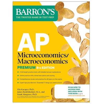 现货 巴朗AP微观/宏观经济学高级版 第8版 2026 备考指南 英文原版 AP Microeconomics/Macroeconomics Premium, Eighth Edition