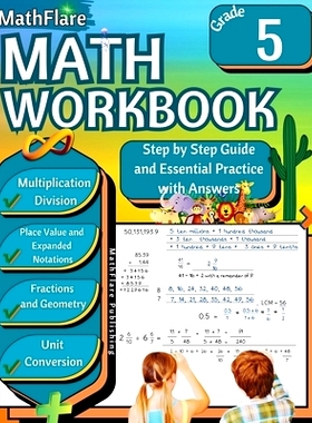 预订 MathFlare - Math Workbook 5th Grade: Math Workbook Grade 5: Multiplication and Division, Fractions, Decimals, Place