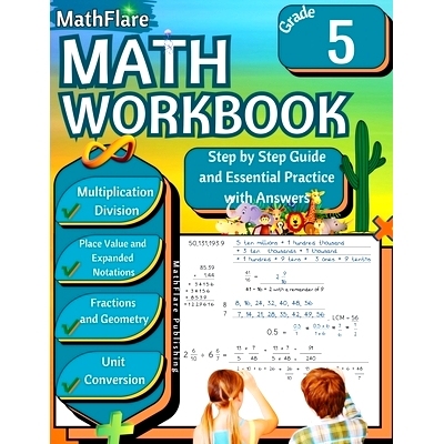 预订 MathFlare - Math Workbook 5th Grade: Math Workbook Grade 5: Multiplication and Division, Fractions, Decimals, Place