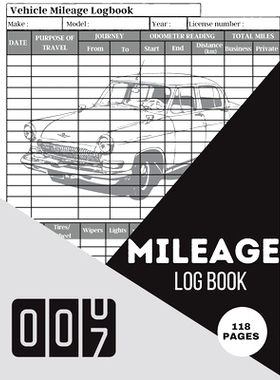 预订 Mileage Log Book: Mileage Odometer For Small Business And Personal Use A Complete Mileage Record Book, Daily Mileag