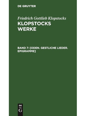 预订 [Oden. Gestliche Lieder. Epigramme]: 9783112424971