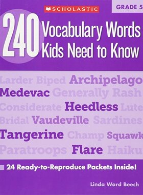 240 Vocabulary Words Kids Need to Know, Grade 5 英文原版 五年级孩子需要知道的240个单词