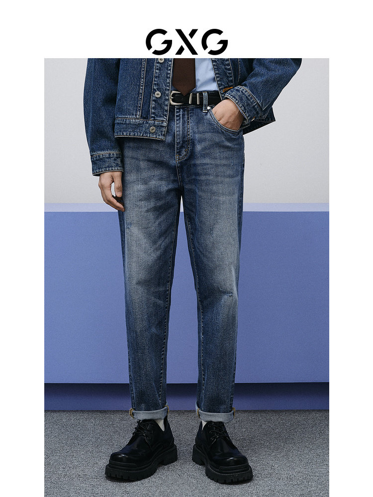 GXG MENS SPRING 24 PU LEATHER POCKET COMMUTER DENIM JACKET STRETCH WASH JEANS EVERYDAY CASUAL SET