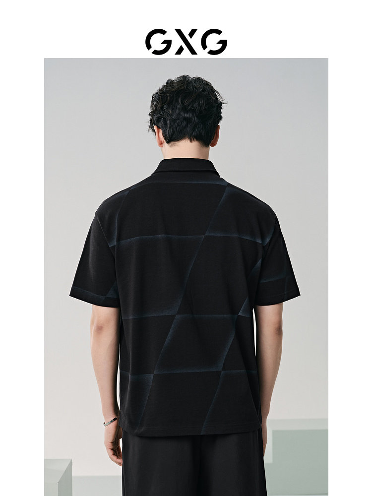 GXG MENS INKJET DESIGN POLO SHIRT MENS LOOSE CASUAL LAPEL SHORT SLEEVE T-SHIRT NEW FOR SUMMER 2024