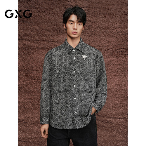GXG男装 商场同款小香风精致衬衫时尚外套25年秋季新品G25X033052