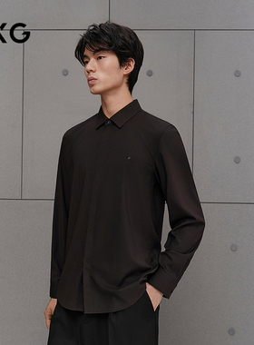 GXG男装 商场同款刺绣小标衬衫长袖男衬衣25年秋季新品G25X035056