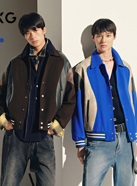 【GXG X ADSB联名】GXG男装2025冬款拼接翻领夹克G25X214099