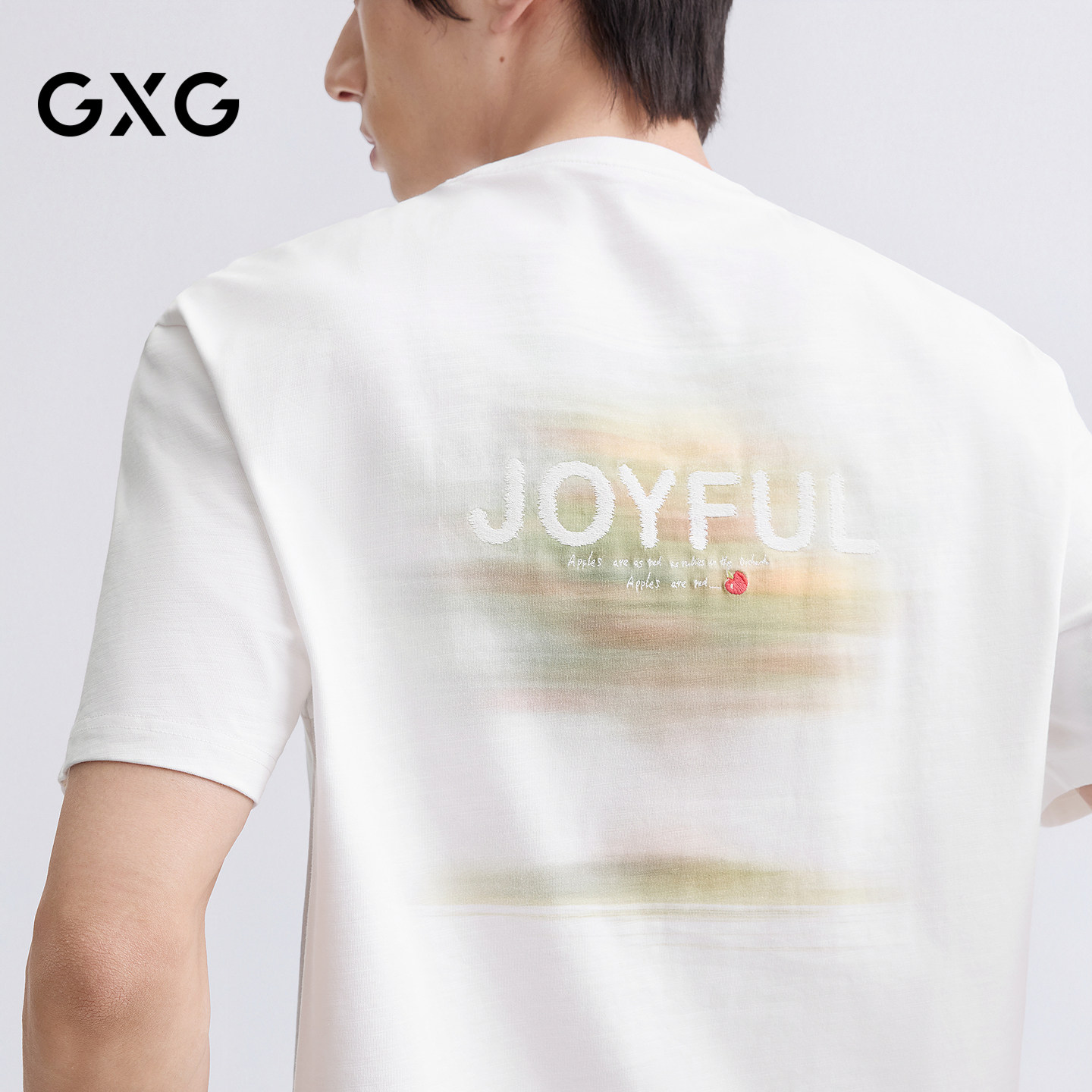 GXG男装 短袖T恤背后图案印花圆领短袖T恤短袖针织 2026夏季新品图片